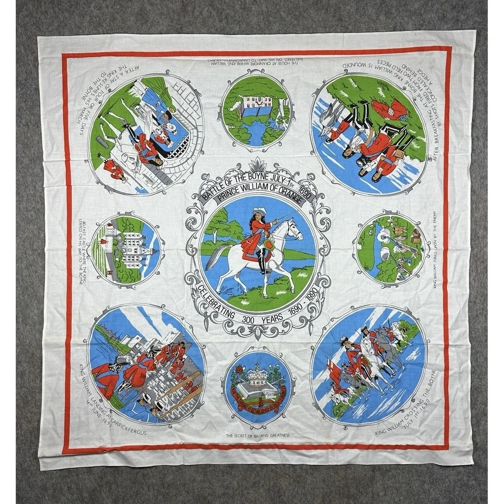 Vintage 1990 Battle of the Boyne Tea Towel William of Orange Irish Linen 33